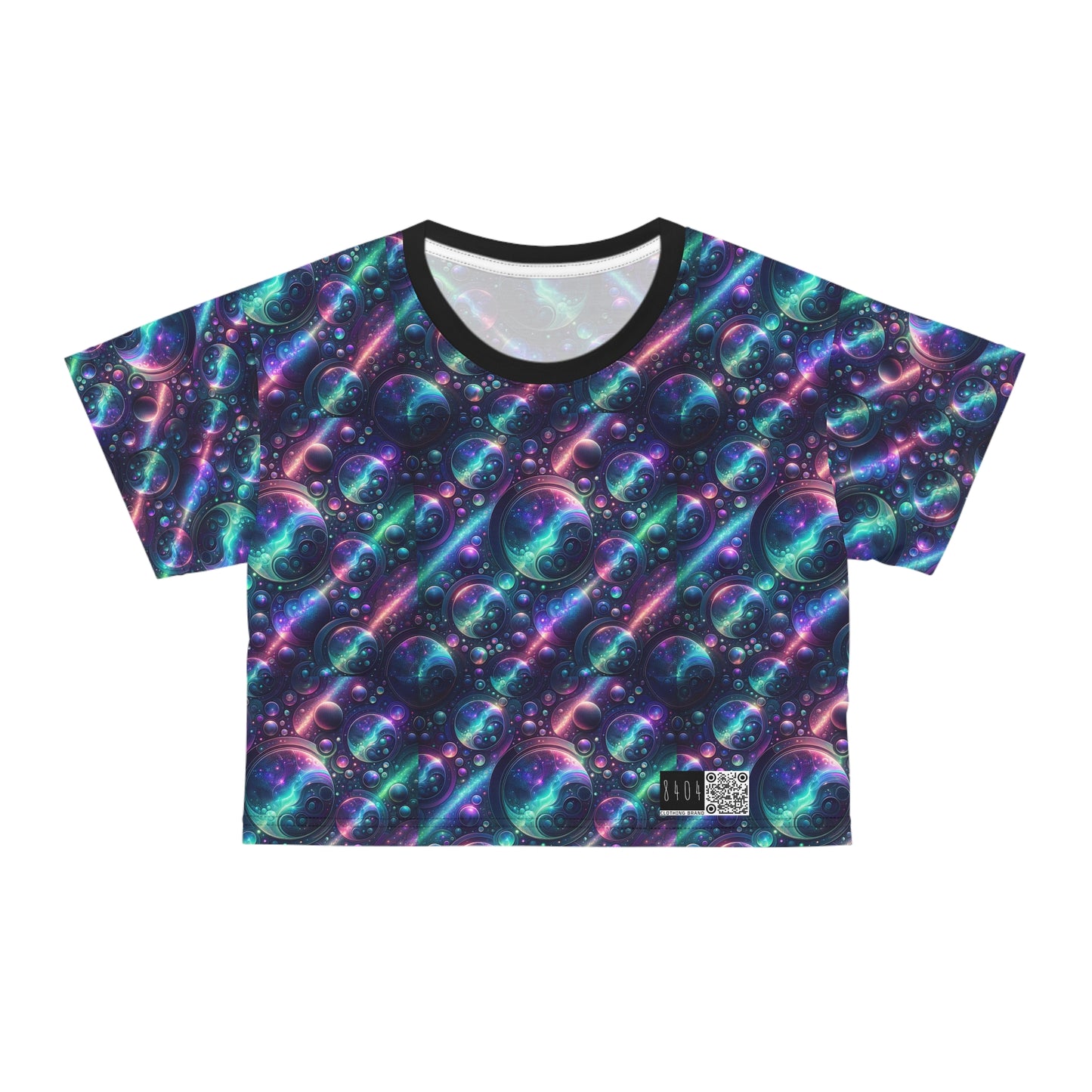 Iridescent Tech Fusion Tech-Forward Streetwear Crop Tee - 8404 Design-51