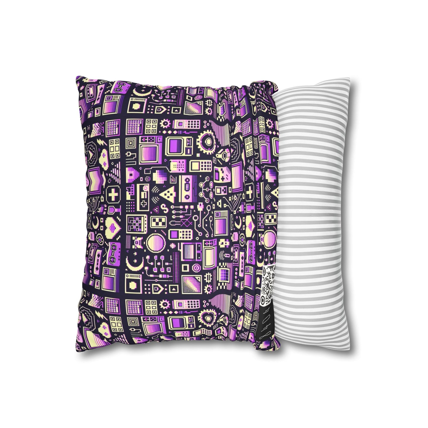 Digital Nostalgia Remix Modern Vintage Fusion Faux Suede Square Pillowcase - 8404 Design-54