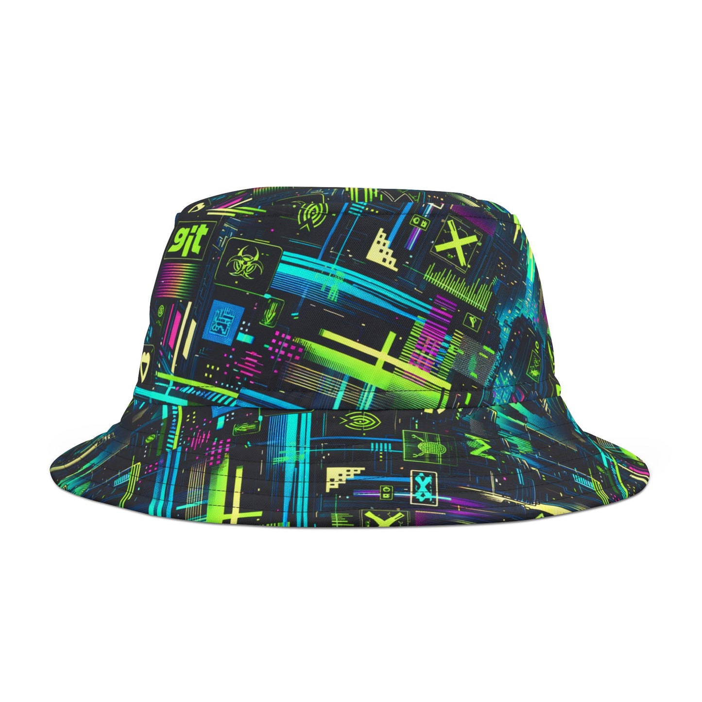 Digital Dystopia Tech Noir Bucket Hat - 8404 Design-55