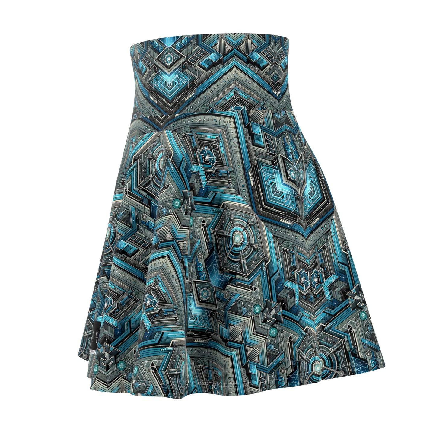 Tech-Infused Futurism Sleek Tech Edge Women's Skater Skirt - 8404 Design-49