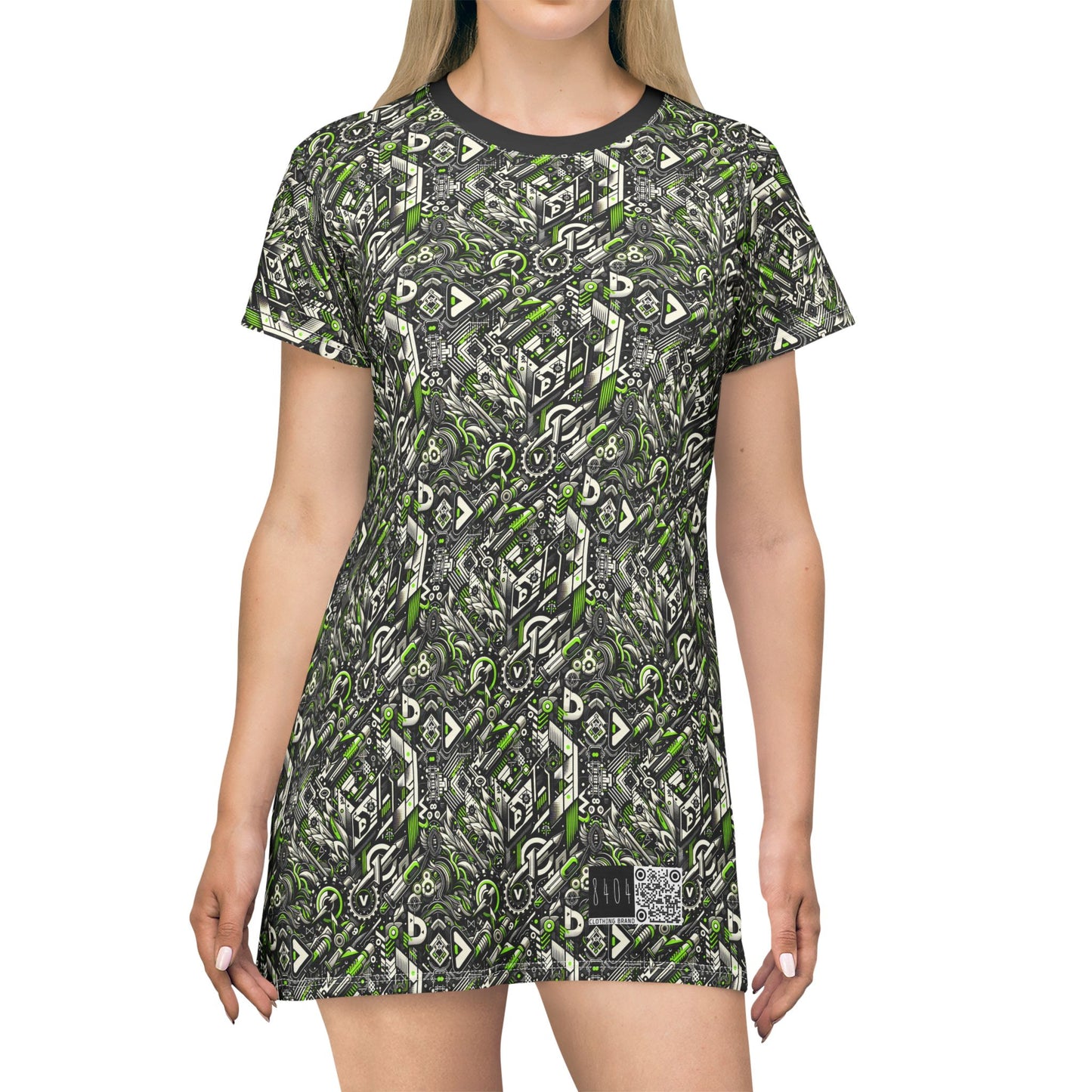 Graffiti Tech Fusion Bold Streetwear Fusion T-Shirt Dress - 8404 Design-59