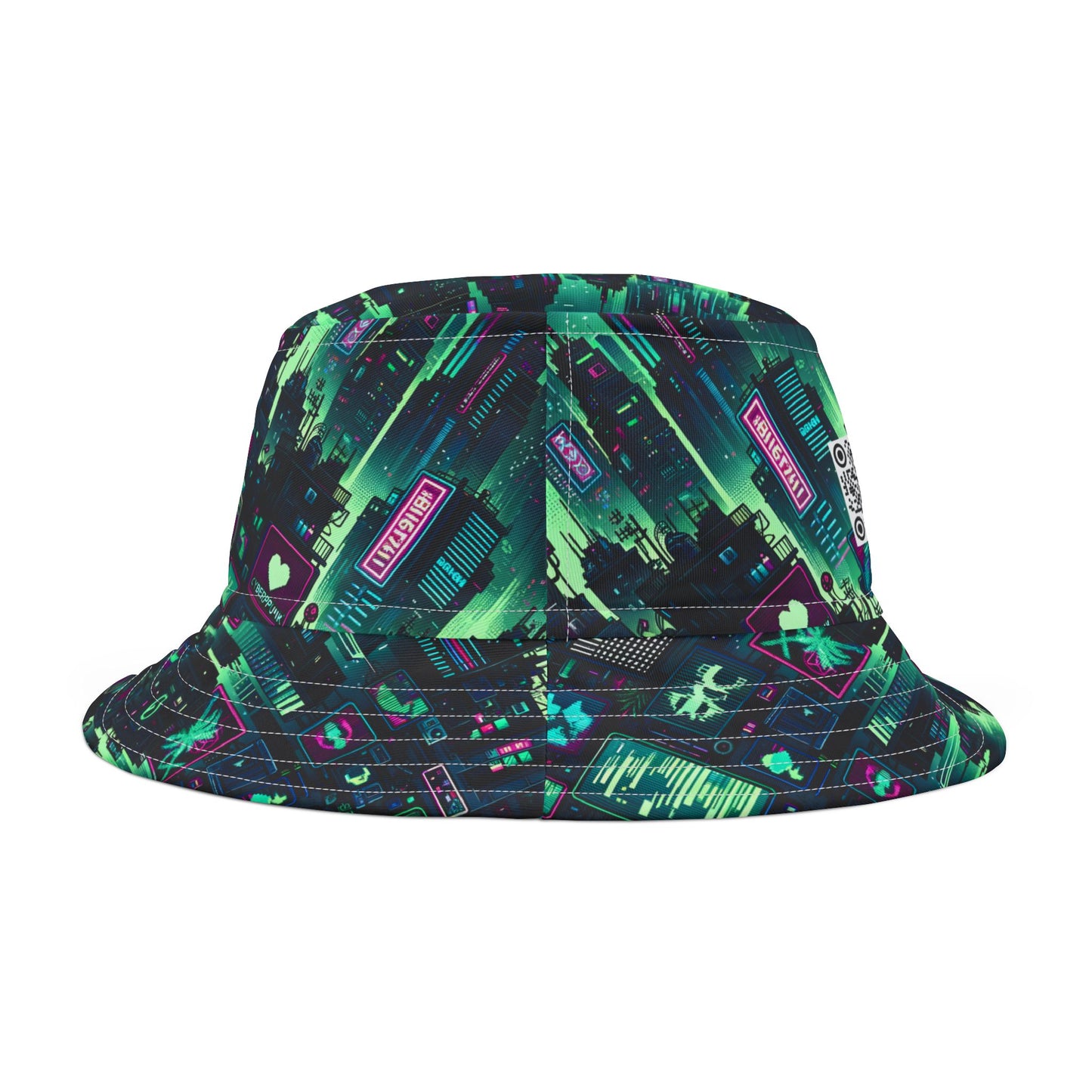 Tech Noir Graphics Futuristic Cyberpunk Bucket Hat - 8404 Design-52