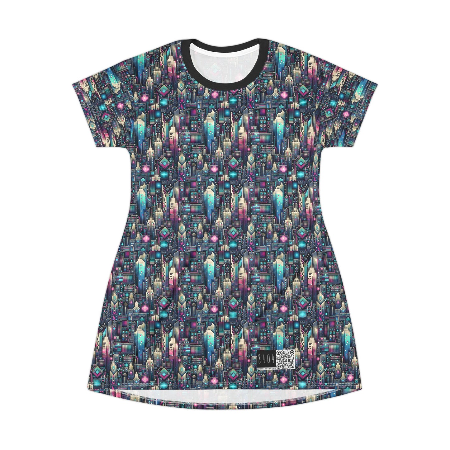 Digital Renaissance Tech-Forward Maximalism T-Shirt Dress - 8404 Design-56