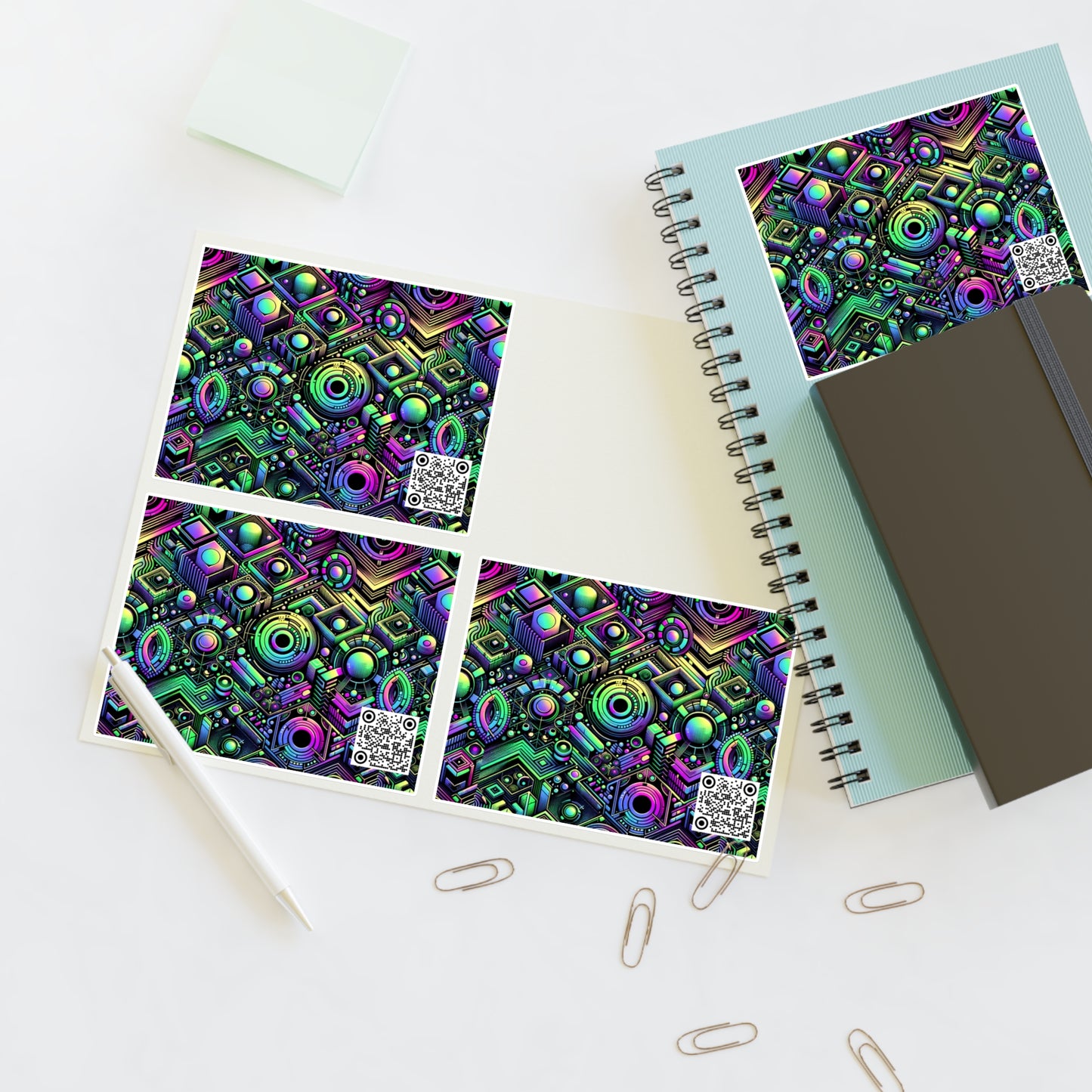 Tech-Tonal Graphics Tech-Forward Streetwear Sticker Sheets - 8404 Design-46