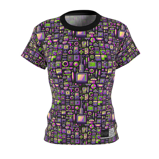 Digital Nostalgia Remix Modern Vintage Fusion Women's Cut & Sew Tee - 8404 Design-67