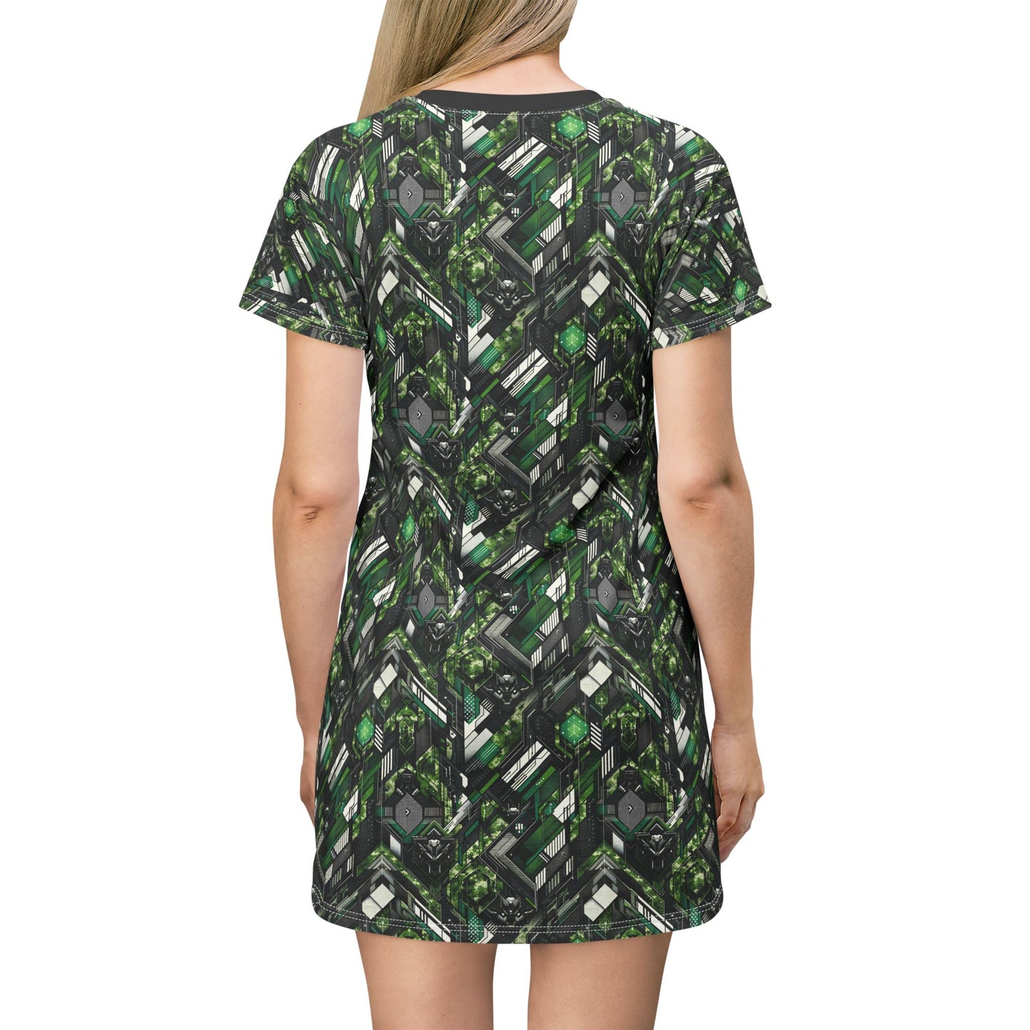 Tech Camo Fusion Tech-Forward Streetwear With a Futuristic Edge T-Shirt Dress - 8404 Design-58