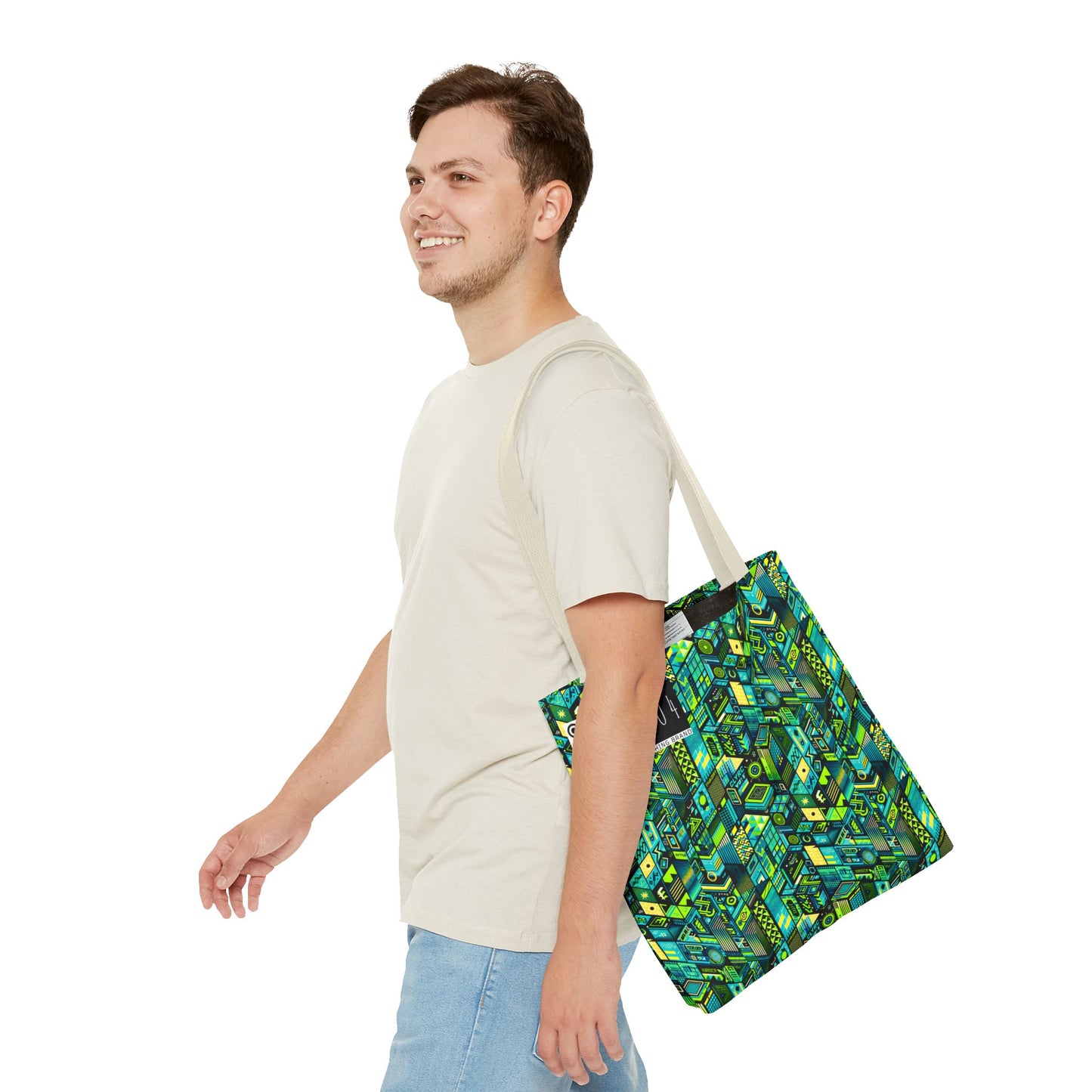 Tech-Infused Neon Tech-Forward Streetwear Tote Bag - 8404 Design-61