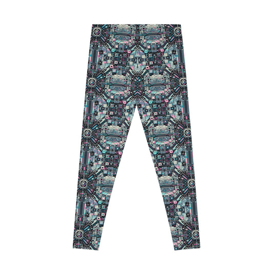 Digital Renaissance Tech-Forward Maximalism Stretch Leggings - 8404 Design-44