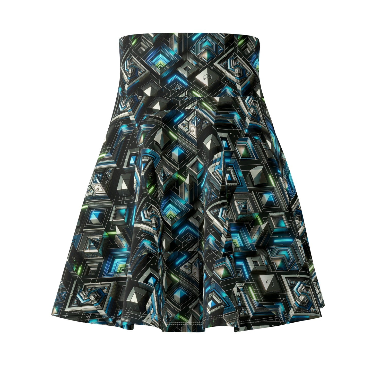 Tech-Infused Futurism Futuristic Tech Women's Skater Skirt - 8404 Design-61