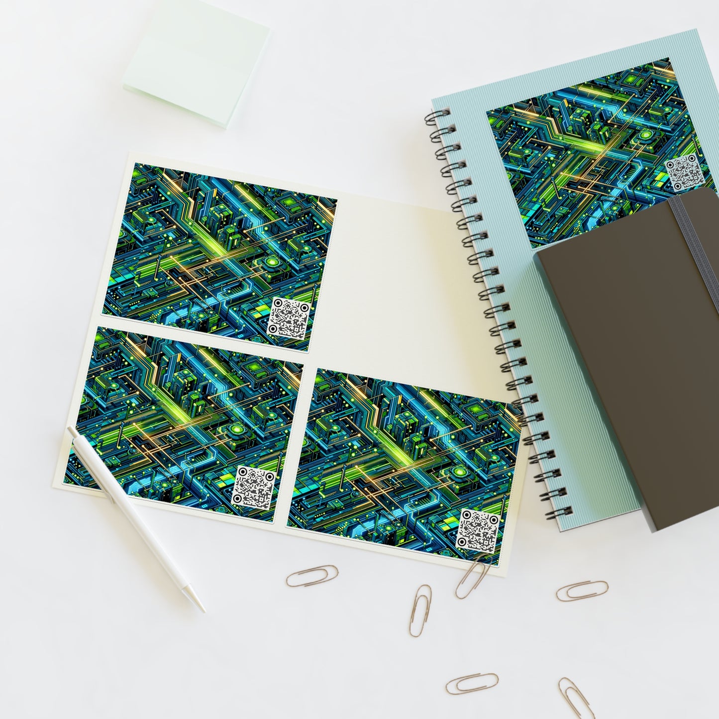 Tech-Infused Neon Tech-Forward Streetwear Sticker Sheets - 8404 Design-54