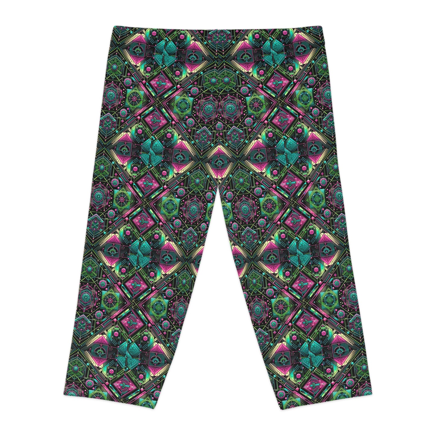 Tech-Infused Graphics Tech-Forward Streetwear Women's Capri Leggings - 8404 Design-45