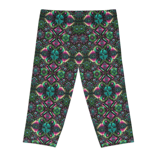 Tech-Infused Graphics Tech-Forward Streetwear Women's Capri Leggings - 8404 Design-45