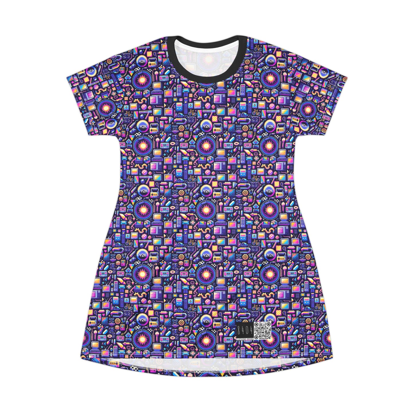 Digital Nostalgia Modern Retro Fusion T-Shirt Dress - 8404 Design-64