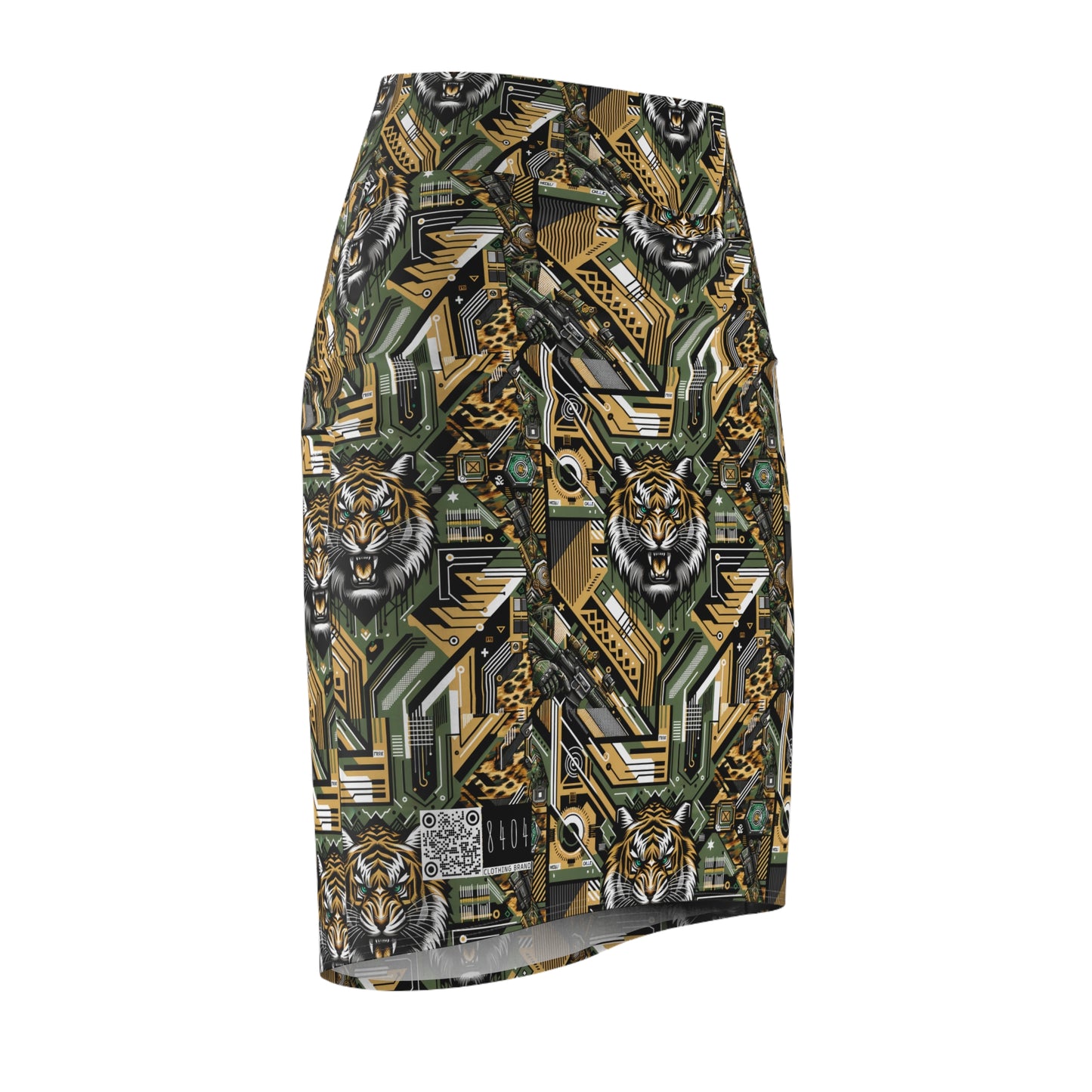 Neo-Camo Fusion Tech-Forward Streetwear Women's Pencil Skirt - 8404 Design-58