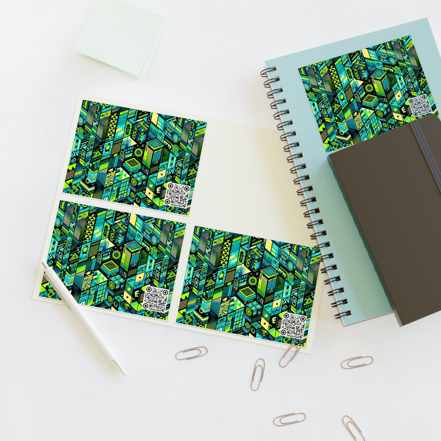 Tech-Infused Neon Tech-Forward Streetwear Sticker Sheets - 8404 Design-61