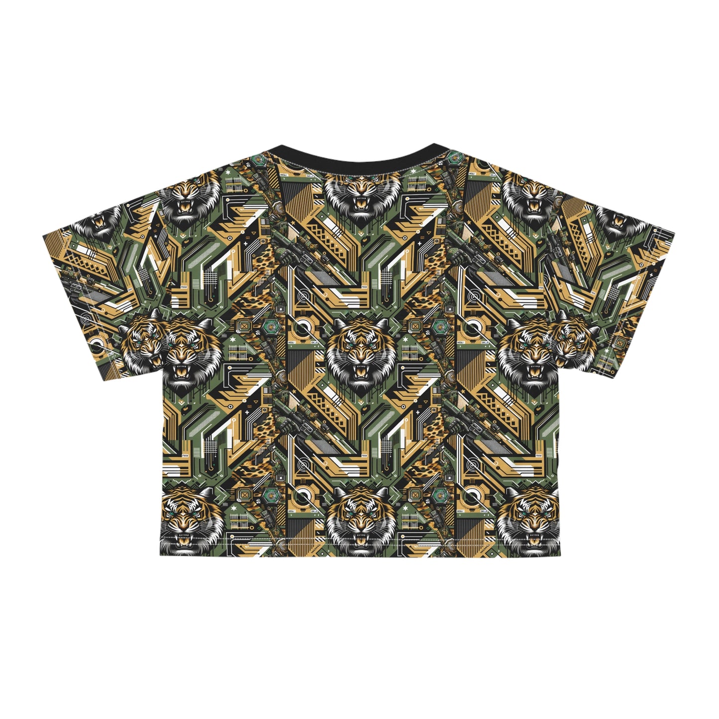 Neo-Camo Fusion Tech-Forward Streetwear Crop Tee - 8404 Design-58