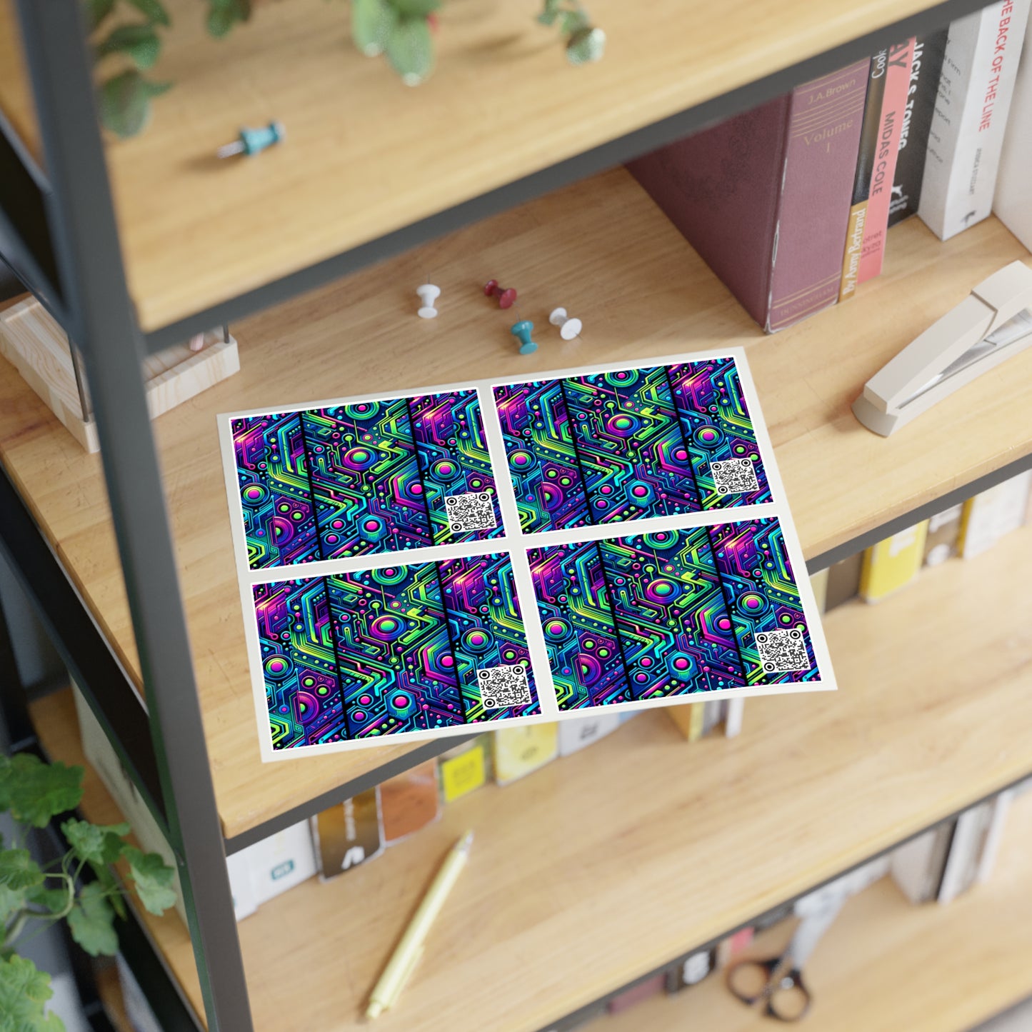 Tech-Infused Neon Tech-Forward Streetwear Sticker Sheets - 8404 Design-44