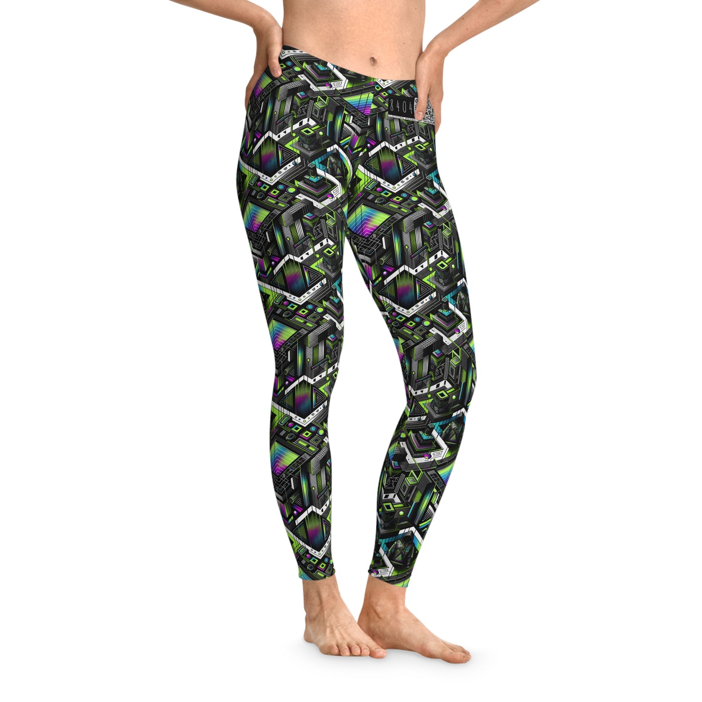 Retro Futurism Graphics Tech-Forward Streetwear Stretch Leggings - 8404 Design-52