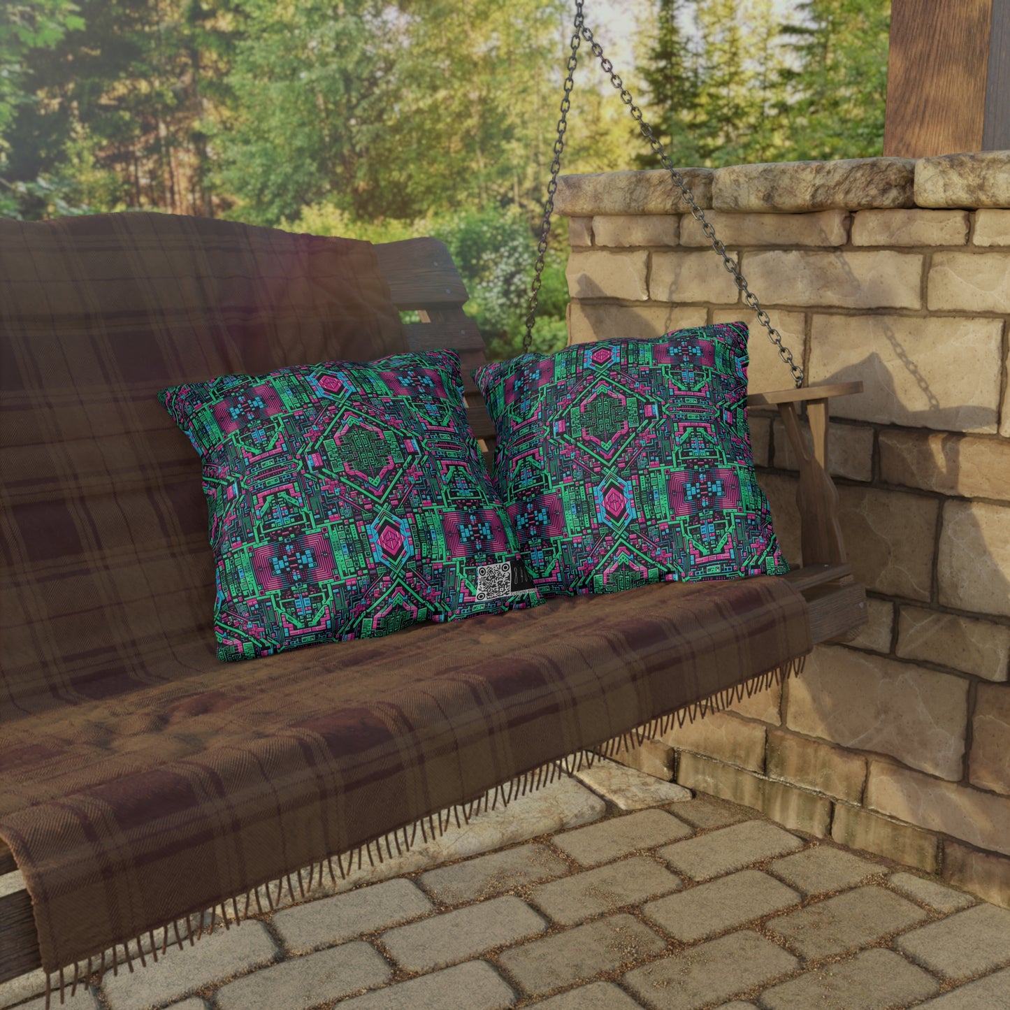 Digital Glitch Vibes Tech-Inspired Streetwear Outdoor Pillow - 8404 Design-71