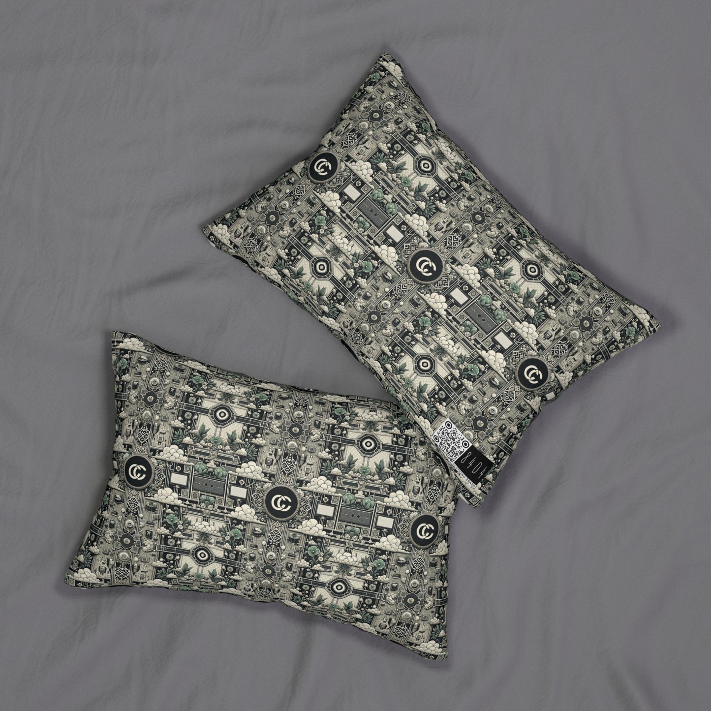 Cyber Garden Party Tech Garden Extravaganza Spun Polyester Lumbar Pillow - 8404 Design-54 B