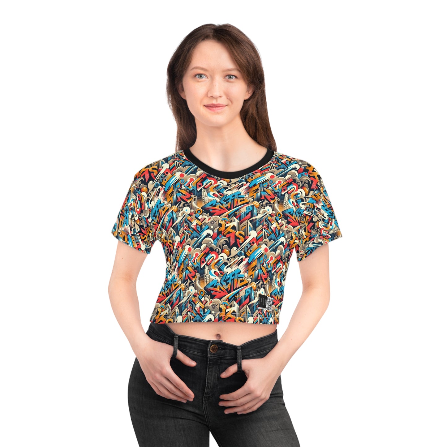 Neo-Traditional Street Art Modern Street Art Fusion Crop Tee - 8404 Design-44