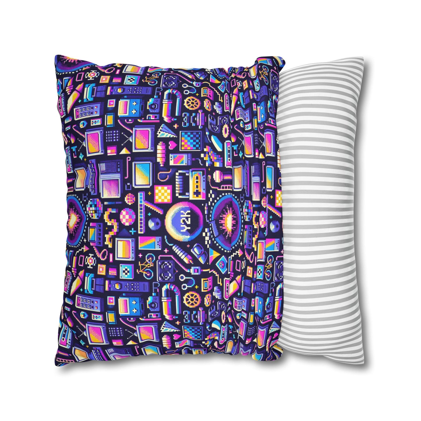 Digital Nostalgia Modern Retro Fusion Spun Polyester Square Pillowcase - 8404 Design-64