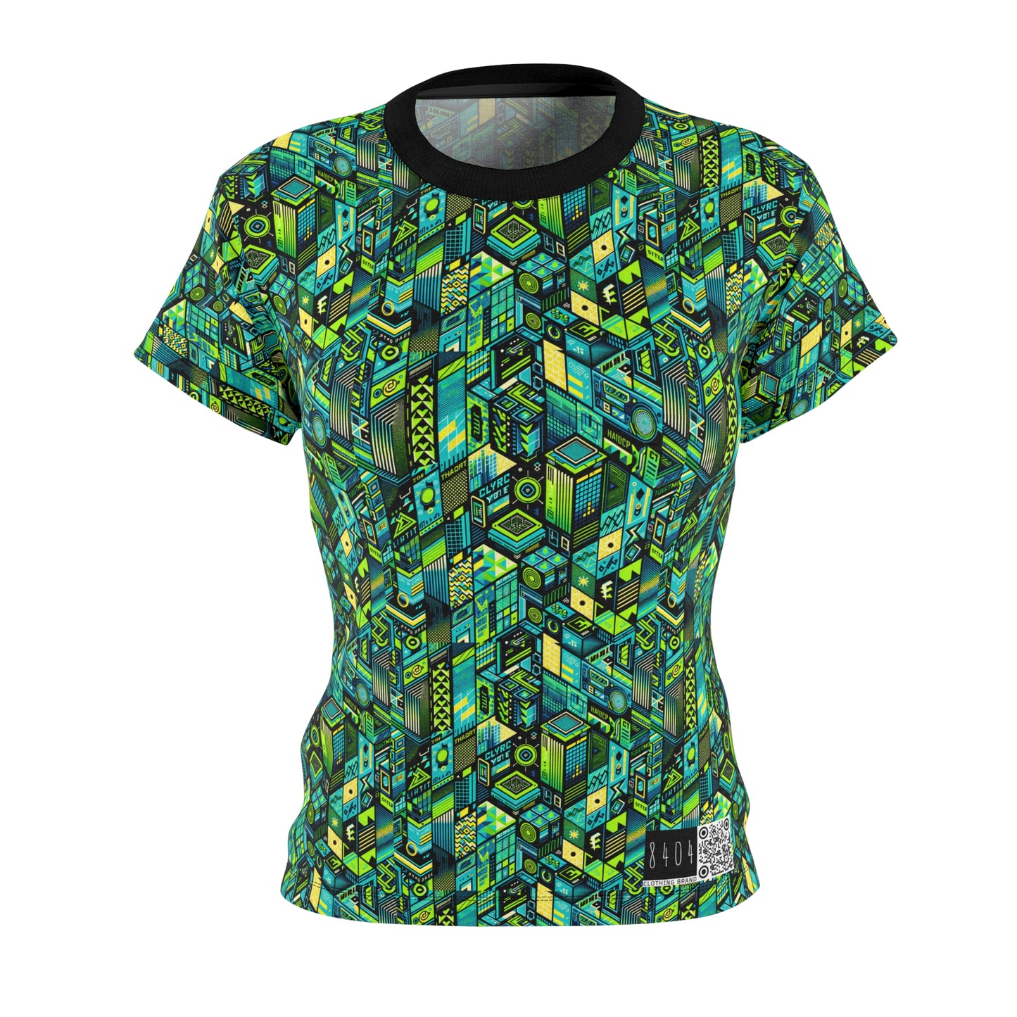 Tech-Infused Neon Tech-Forward Streetwear Women's Cut & Sew Tee - 8404 Design-61
