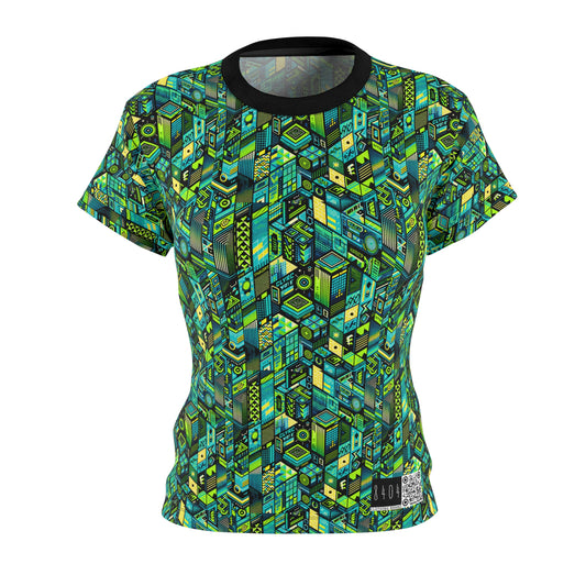 Tech-Infused Neon Tech-Forward Streetwear Women's Cut & Sew Tee - 8404 Design-61