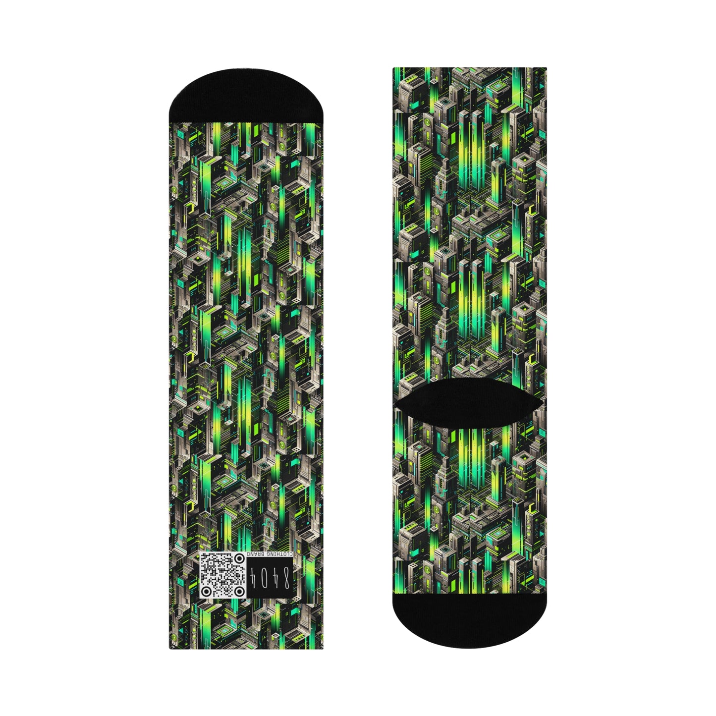 Digital Rebellion Tech-Forward Streetwear Cushioned Crew Socks - 8404 Design-63