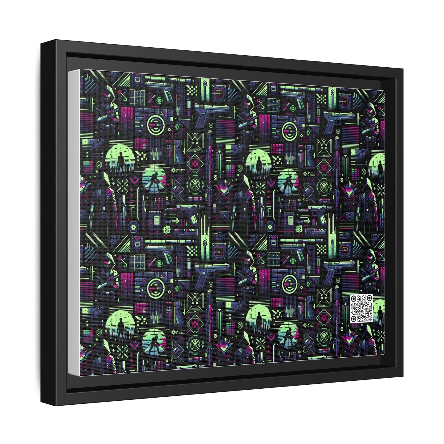 Tech Noir Futuristic Cyberpunk Matte Canvas, Framed (multi-Color) - 8404 Design-63 A