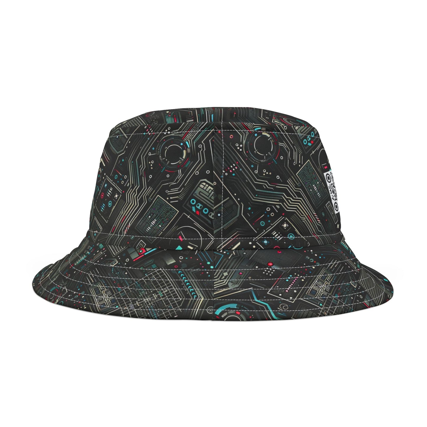 Tech Noir Aesthetics Sleek Tech Streetwear Bucket Hat - 8404 Design-52