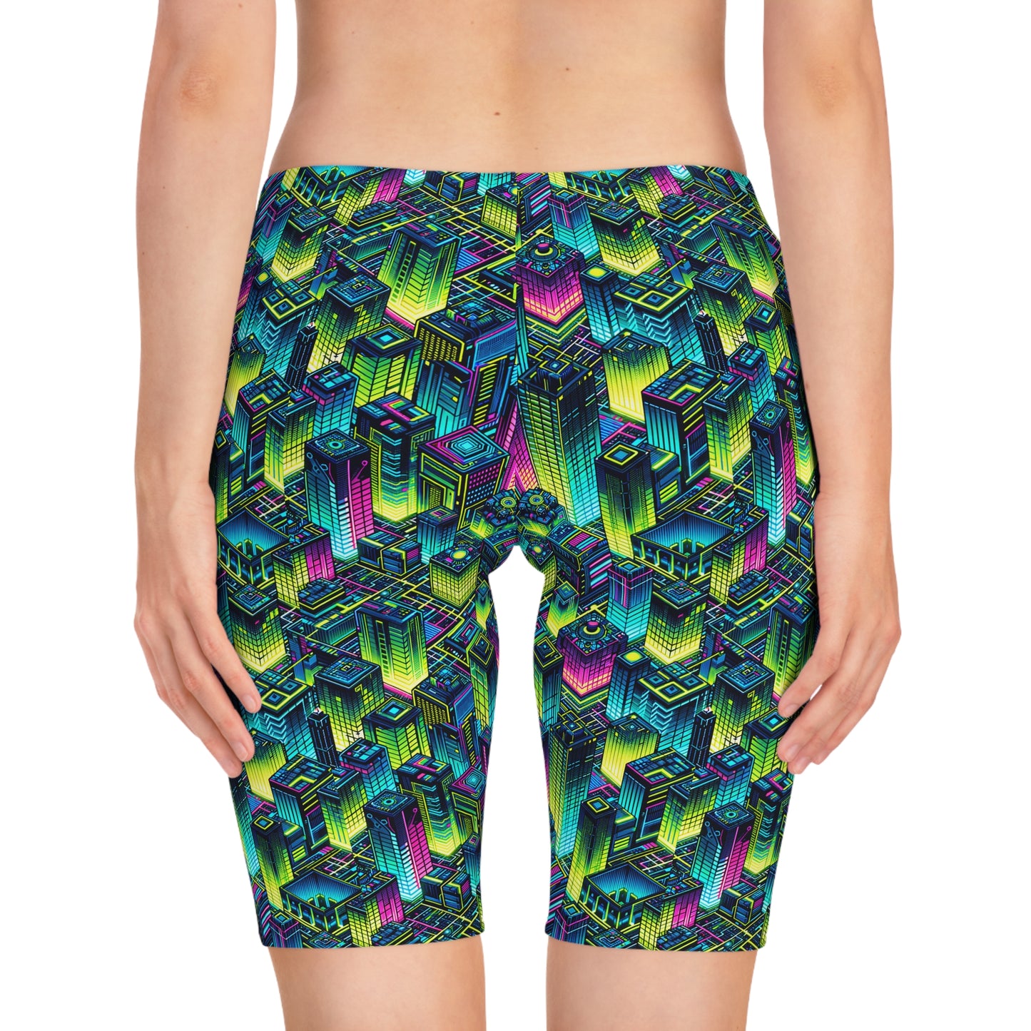 Tech-Infused Neon Tech-Forward Streetwear Women's Bike Shorts - 8404 Design-65