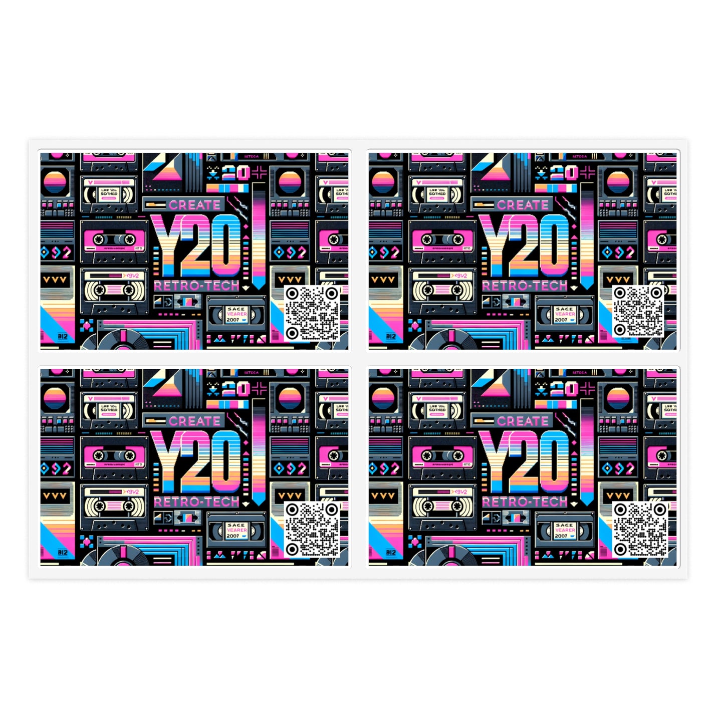 Digital Nostalgia Tech-Inspired Retro Fusion Sticker Sheets - 8404 Design-65