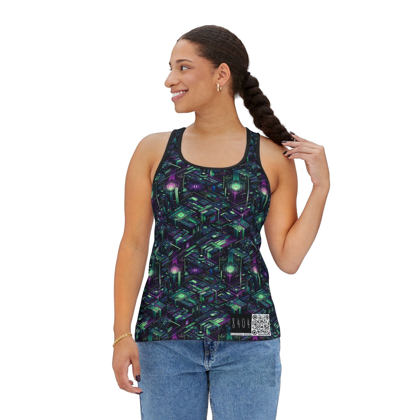 Tech Noir Aesthetics Tech-Forward Urban Dystopia Women's Tank Top - 8404 Design-43