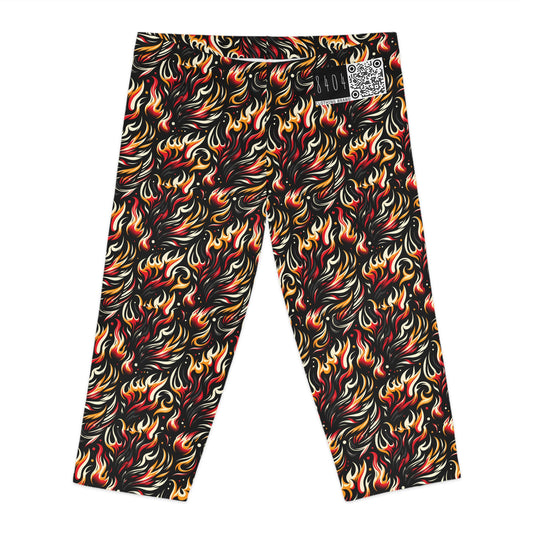 Fire & Flames Bold Streetwear Statement Women's Capri Leggings - 8404 Design-60