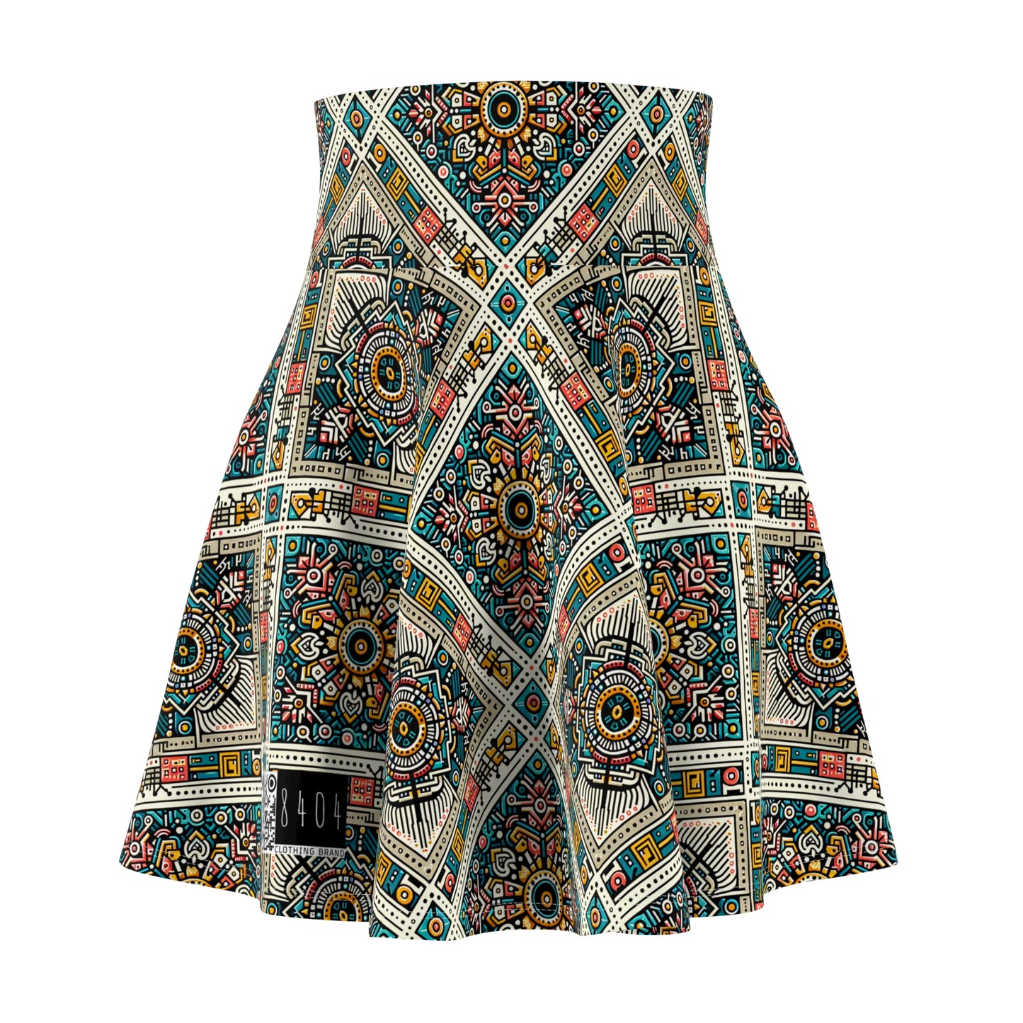 Cultural Fusion Tech Blend of Cultural Heritage With Tech-Inspired Elements Women's Skater Skirt - 8404 Design-64