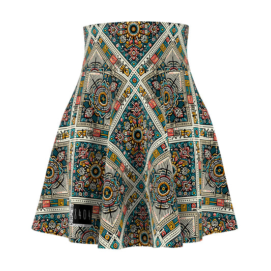 Cultural Fusion Tech Blend of Cultural Heritage With Tech-Inspired Elements Women's Skater Skirt - 8404 Design-64