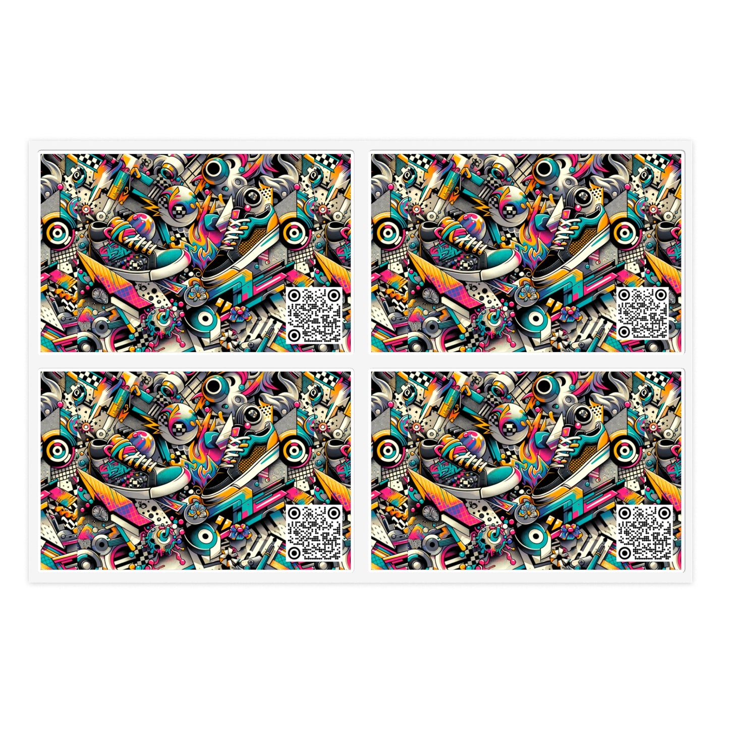 Urban Graffiti Fusion Eclectic Street Art Meets Modern Tech Culture Sticker Sheets - 8404 Design-55