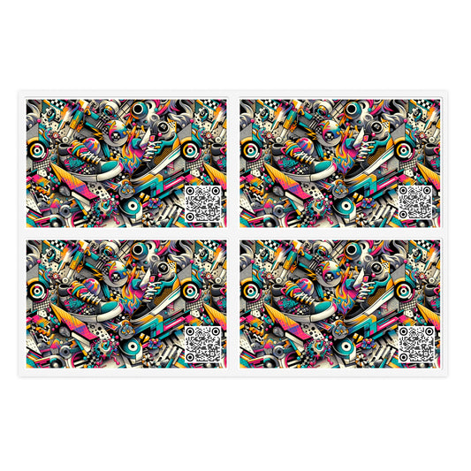 Urban Graffiti Fusion Eclectic Street Art Meets Modern Tech Culture Sticker Sheets - 8404 Design-55