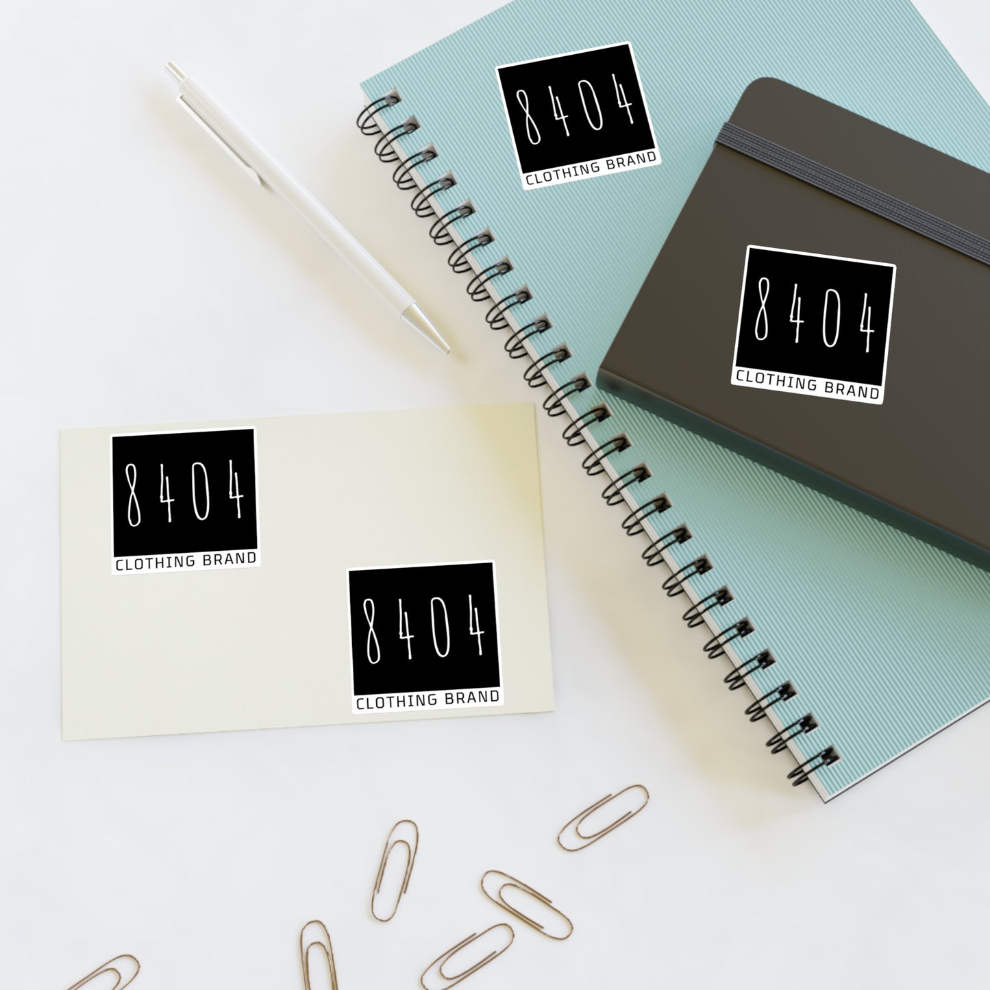 8404 Logo Sticker Sheets - Holographic, Transparent, or White - 6 In. X 4 In. or 11 In. X 8.5 In. - 1 Sheet of 4 Stickers