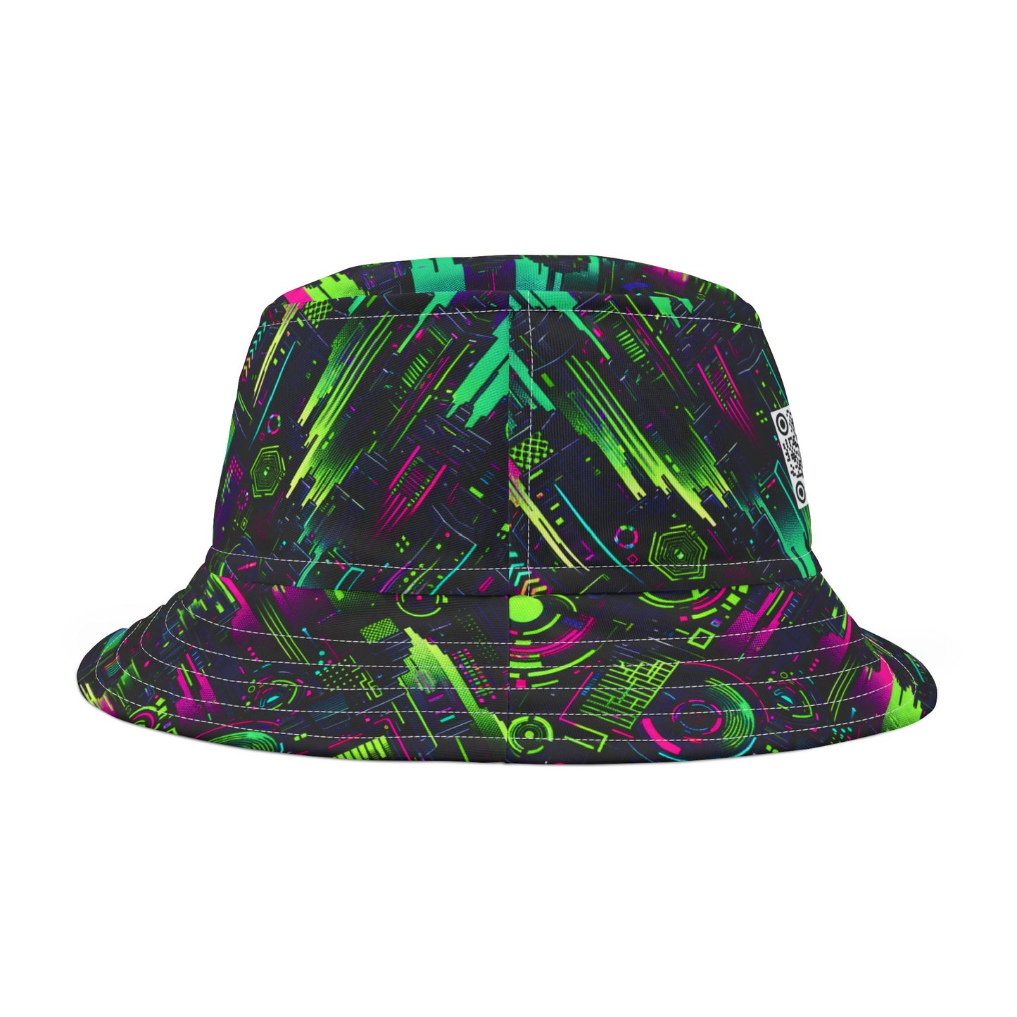 Tech Noir Graphics Futuristic Tech Aesthetics Bucket Hat - 8404 Design-45
