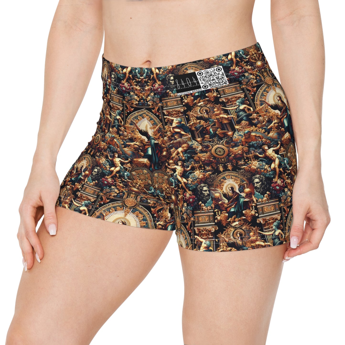 Digital Renaissance Luxurious Streetwear Inspired By Classical Art With a Modern Twist Women's Shorts - 8404 Design-64