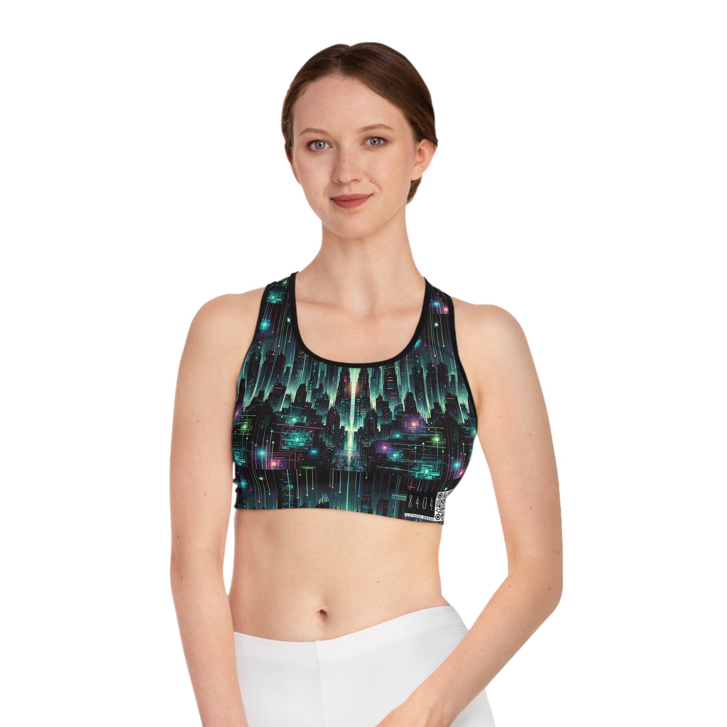 Tech Noir Graphics Cyberpunk Tech Aesthetic Sports Bra - 8404 Design-69