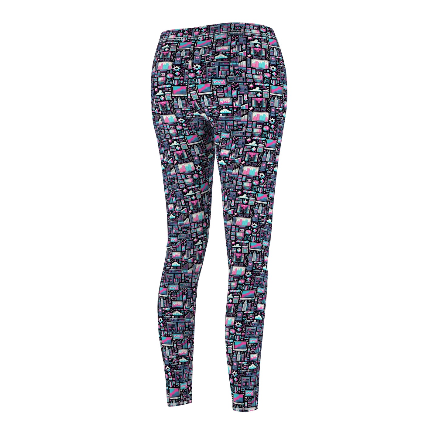 Digital Rebellion Youthful Streetwear with a Rebellious Digital Twist Women's Cut & Sew Casual Leggings - 8404 Design-71