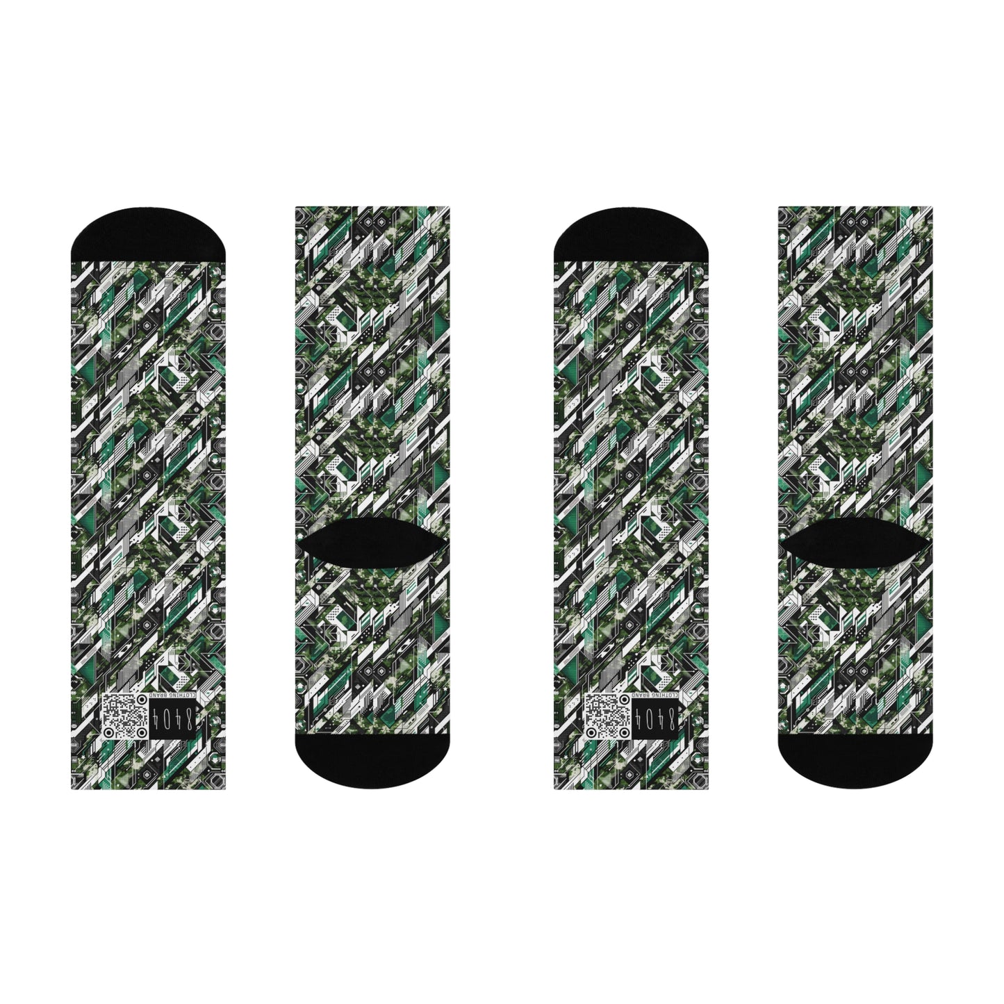 Tech Camo Fusion Tech-Forward Streetwear With a Futuristic Edge Cushioned Crew Socks - 8404 Design-63