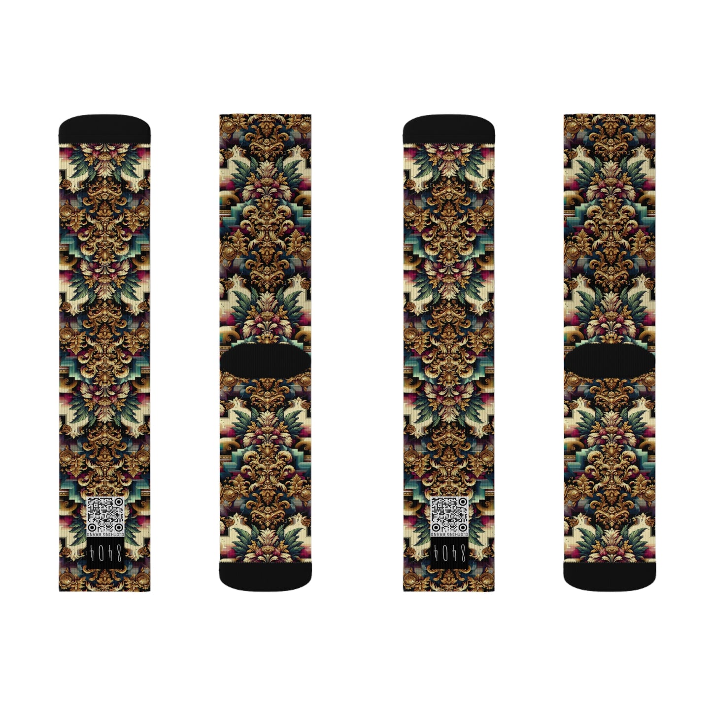 Digital Renaissance Modern Baroque Fusion Sublimation Socks - 8404 Design-60