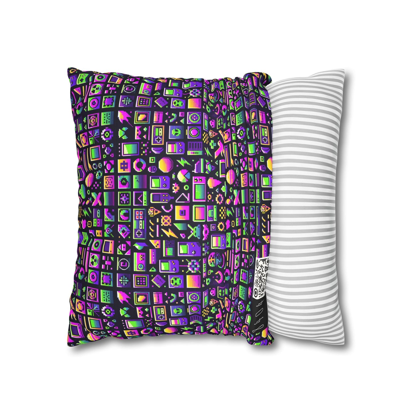 Digital Nostalgia Remix Modern Vintage Fusion Faux Suede Square Pillowcase - 8404 Design-49