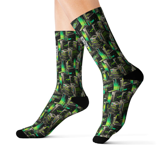 Digital Rebellion Tech-Forward Streetwear Sublimation Socks - 8404 Design-63