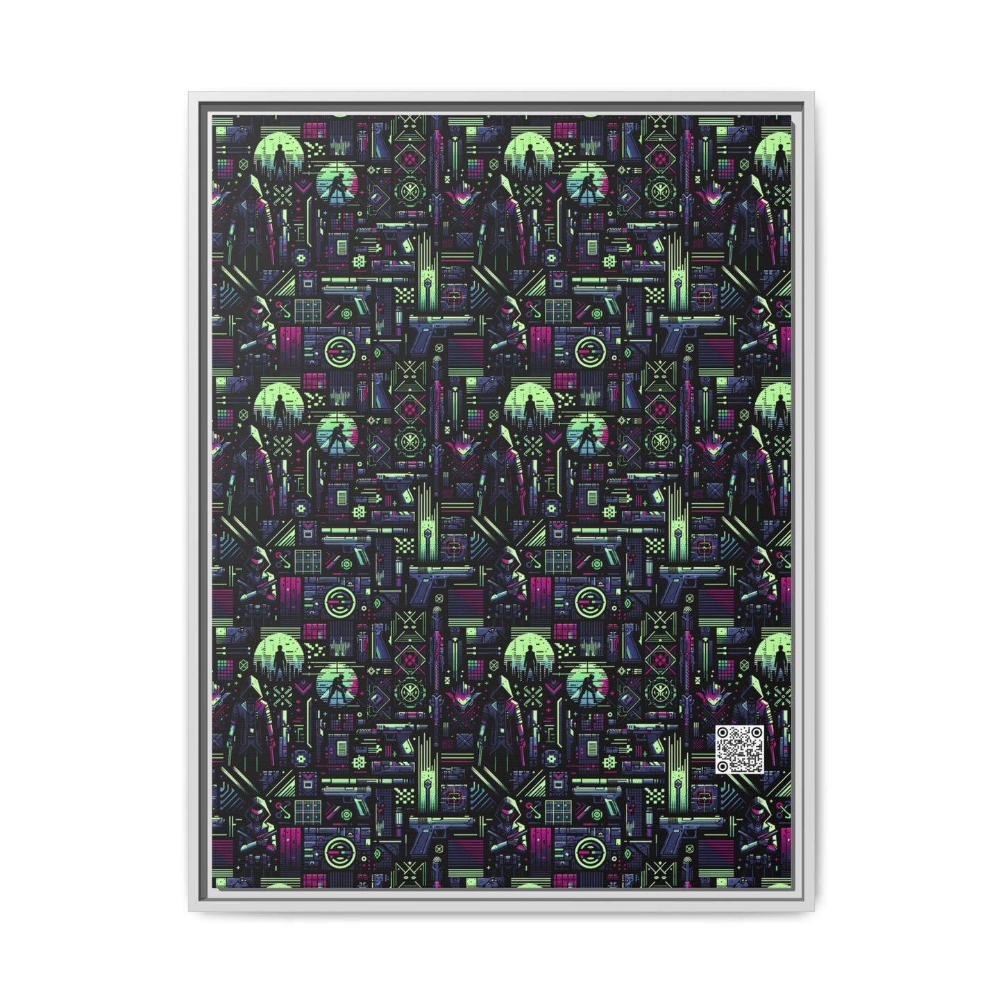 Tech Noir Futuristic Cyberpunk Matte Canvas, Framed (multi-Color) - 8404 Design-63 A