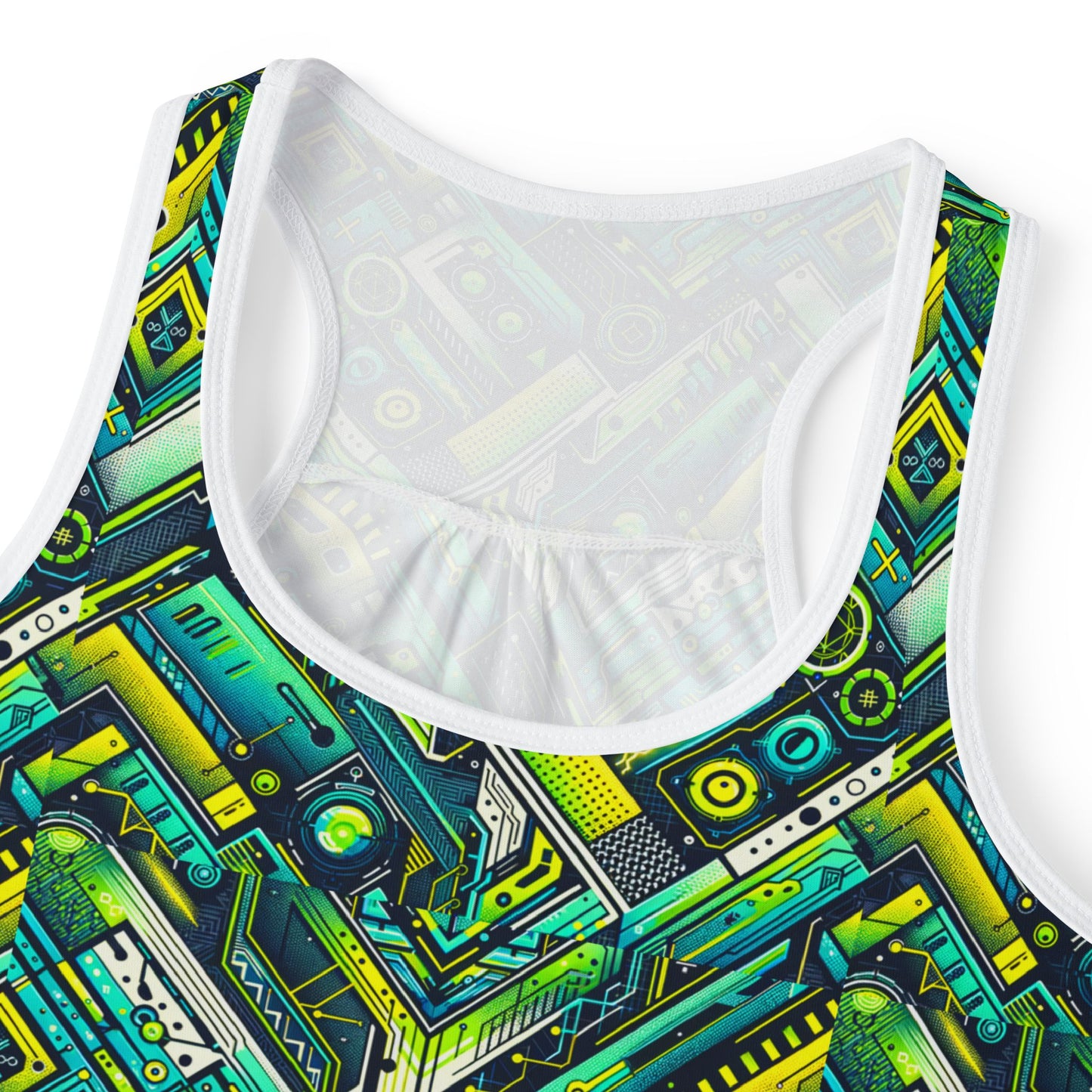 Tech-Infused Neon Tech-Forward Streetwear Women's Tank Top - 8404 Design-52